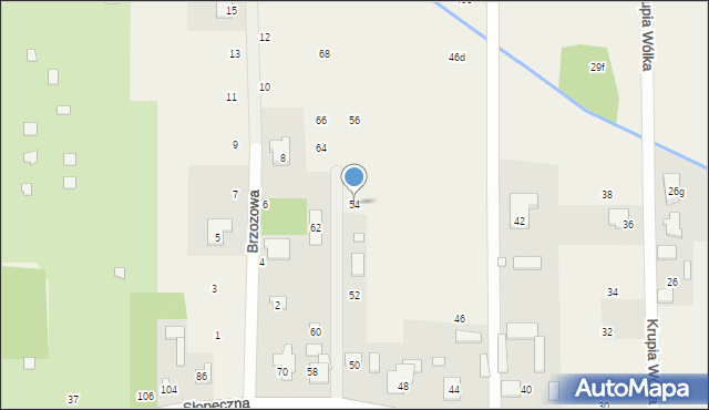 Krupia Wólka, Słoneczna, 54, mapa Krupia Wólka