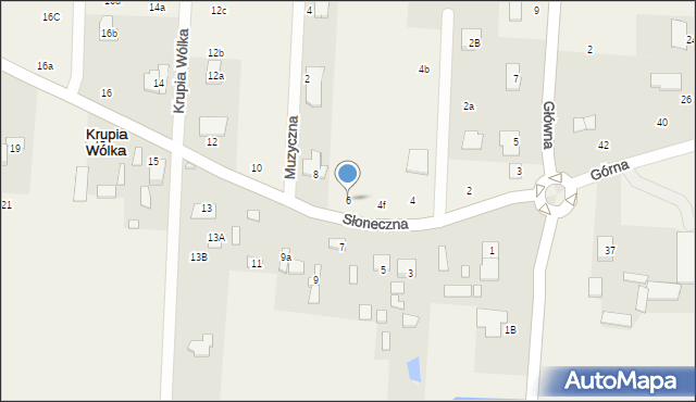 Krupia Wólka, Słoneczna, 6, mapa Krupia Wólka