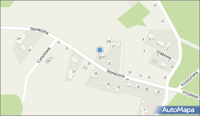Kruszyn Krajeński, Słoneczna, 23, mapa Kruszyn Krajeński