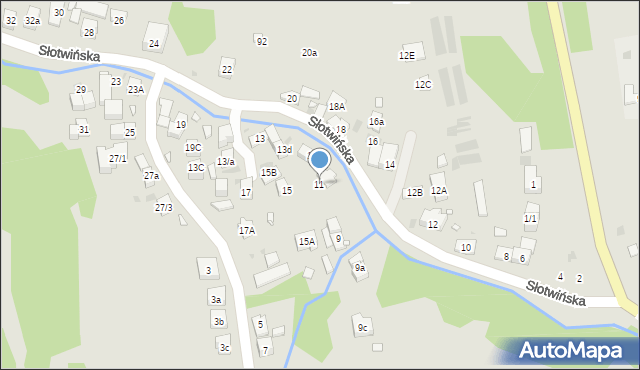 Krynica-Zdrój, Słotwińska, 11, mapa Krynica-Zdrój