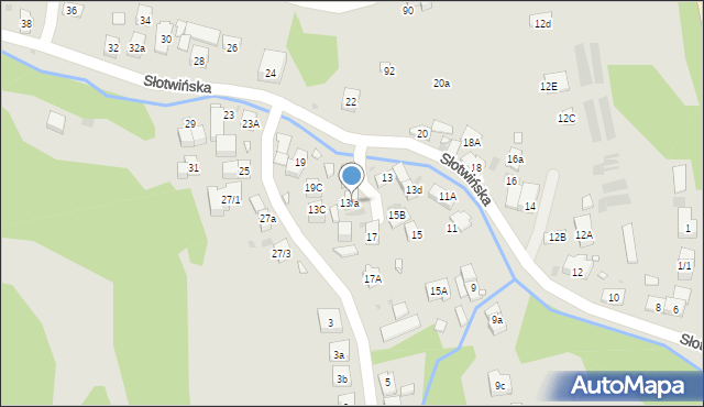 Krynica-Zdrój, Słotwińska, 13A, mapa Krynica-Zdrój