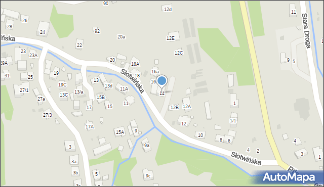 Krynica-Zdrój, Słotwińska, 14, mapa Krynica-Zdrój