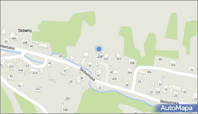 Krynica-Zdrój, Słotwińska, 42B, mapa Krynica-Zdrój