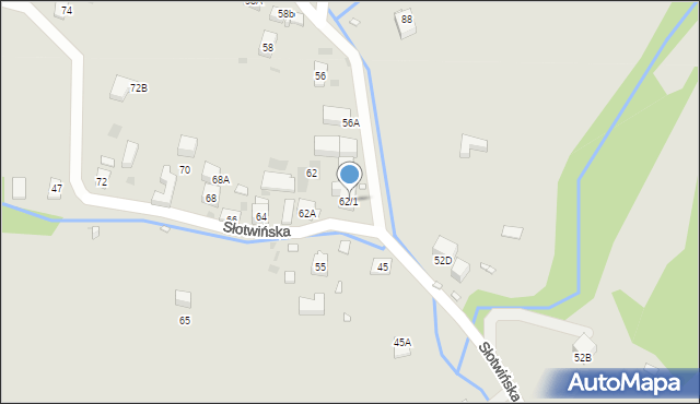 Krynica-Zdrój, Słotwińska, 62/1, mapa Krynica-Zdrój