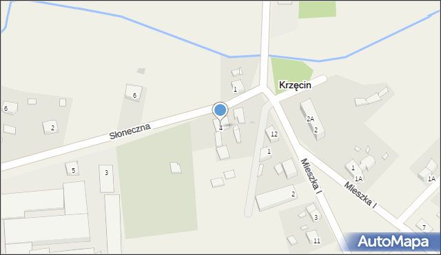 Krzęcin, Słoneczna, 4, mapa Krzęcin