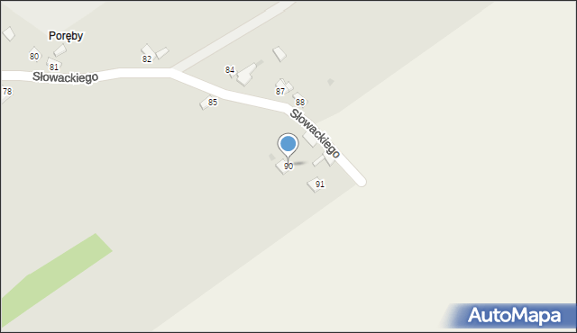 Kunów, Słowackiego Juliusza, 90, mapa Kunów