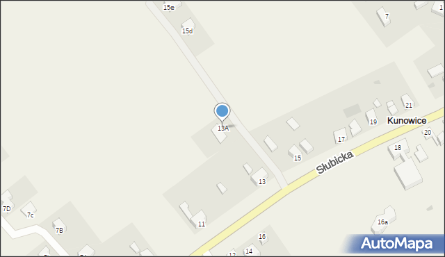 Kunowice, Słubicka, 13A, mapa Kunowice