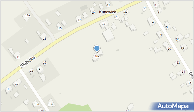 Kunowice, Słubicka, 16a, mapa Kunowice