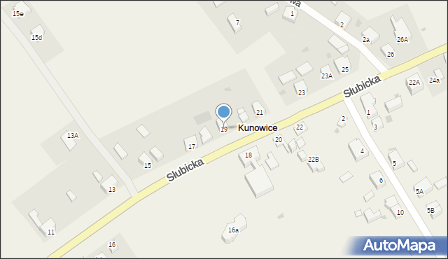 Kunowice, Słubicka, 19, mapa Kunowice