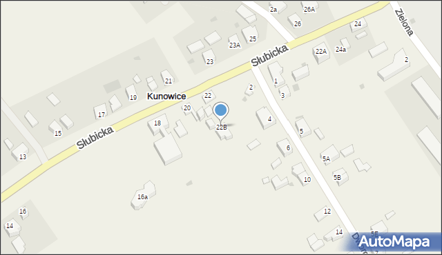 Kunowice, Słubicka, 22B, mapa Kunowice
