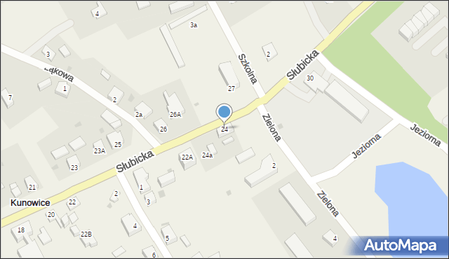 Kunowice, Słubicka, 24, mapa Kunowice