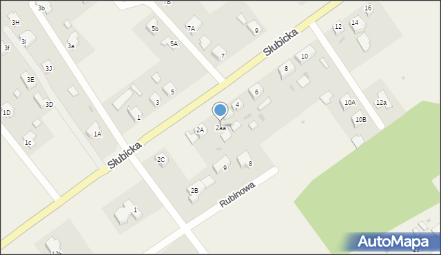 Kunowice, Słubicka, 2aa, mapa Kunowice