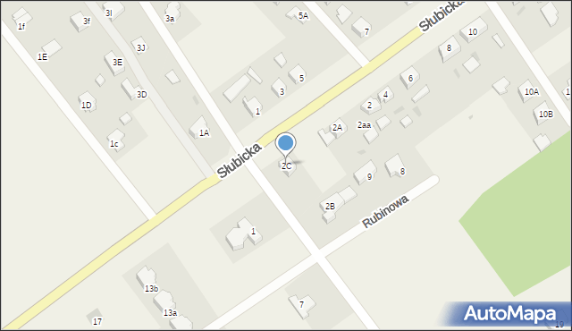 Kunowice, Słubicka, 2C, mapa Kunowice