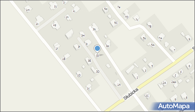 Kunowice, Słubicka, 3J, mapa Kunowice