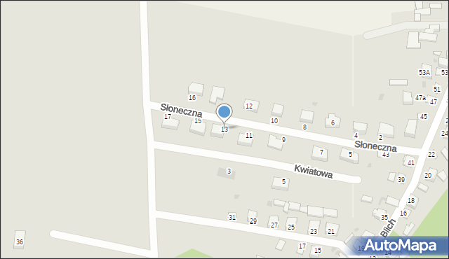 Kurów, Słoneczna, 13, mapa Kurów
