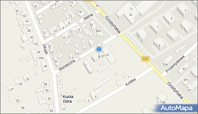 Kurza Góra, Słoneczna, 8, mapa Kurza Góra