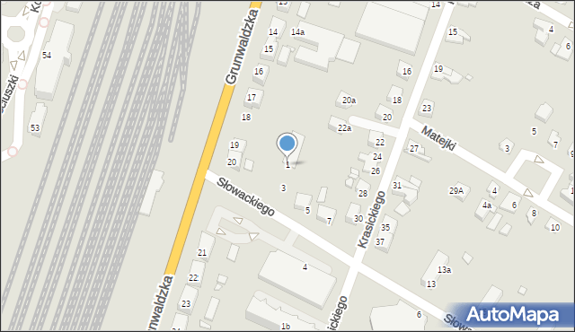 Kwidzyn, Słowackiego Juliusza, 1, mapa Kwidzyn