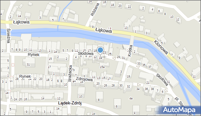 Lądek-Zdrój, Słodowa, 14, mapa Lądek-Zdrój