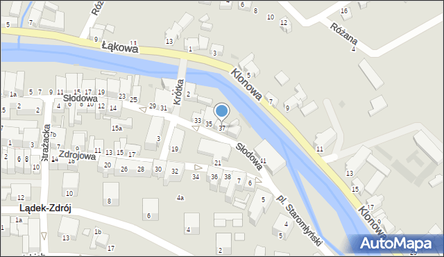 Lądek-Zdrój, Słodowa, 37, mapa Lądek-Zdrój