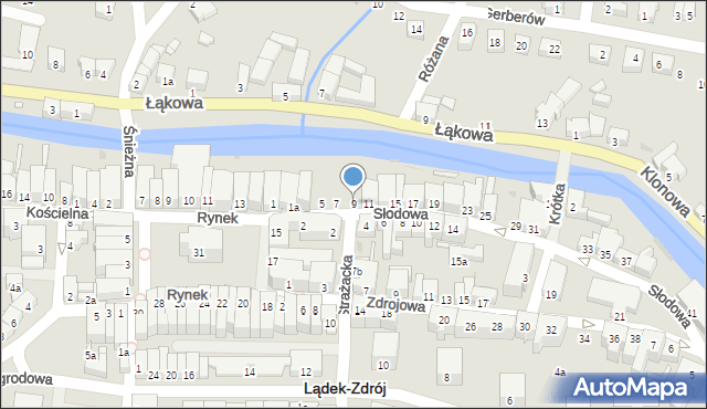 Lądek-Zdrój, Słodowa, 9, mapa Lądek-Zdrój