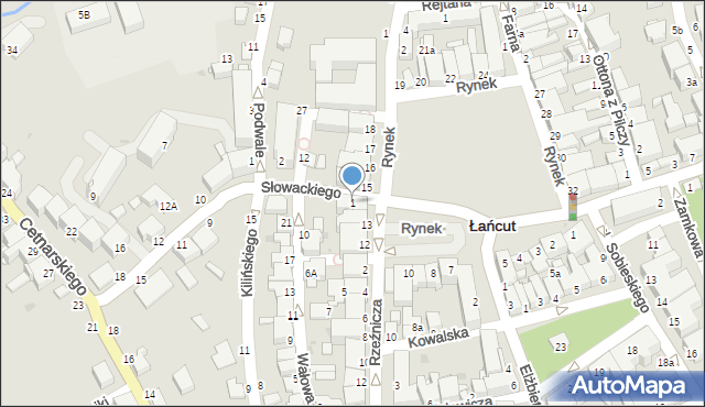 Łańcut, Słowackiego Juliusza, 1, mapa Łańcut