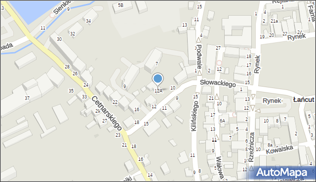 Łańcut, Słowackiego Juliusza, 12A, mapa Łańcut