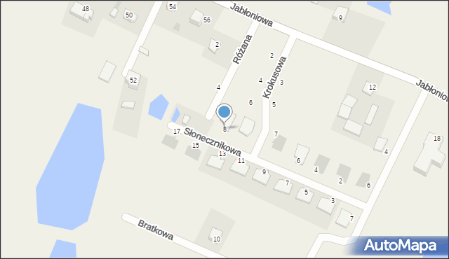 Łapino Kartuskie, Słonecznikowa, 8, mapa Łapino Kartuskie