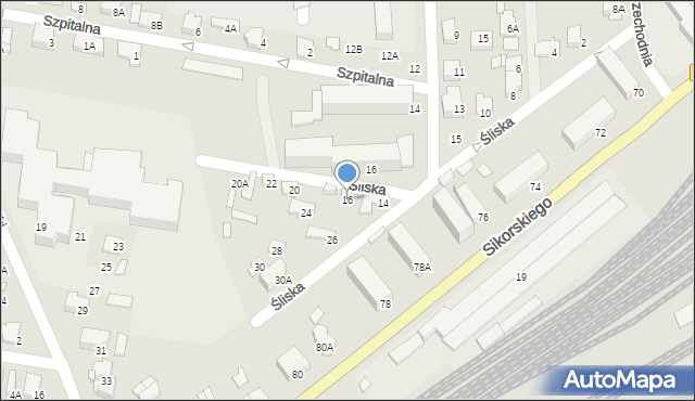 Łapy, Śliska, 16, mapa Łapy