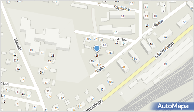 Łapy, Śliska, 28, mapa Łapy