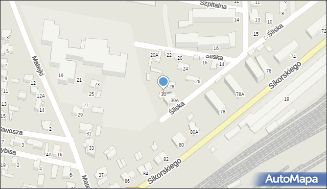 Łapy, Śliska, 30, mapa Łapy