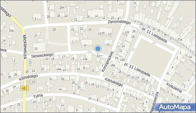 Łask, Słowackiego Juliusza, 11, mapa Łask