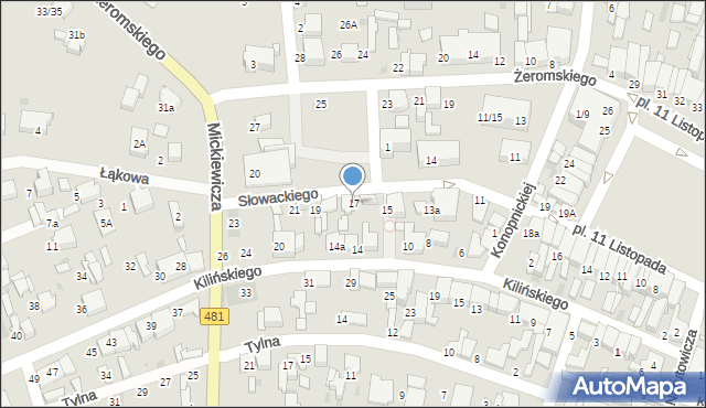 Łask, Słowackiego Juliusza, 17, mapa Łask