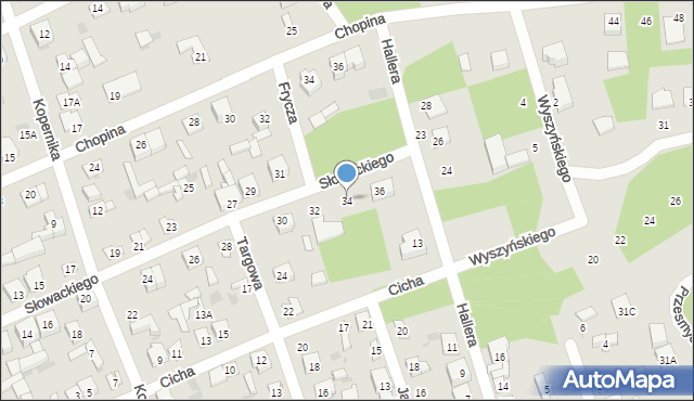 Łaskarzew, Słowackiego Juliusza, 34, mapa Łaskarzew