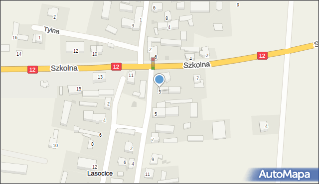 Lasocice, Słoneczna, 3, mapa Lasocice