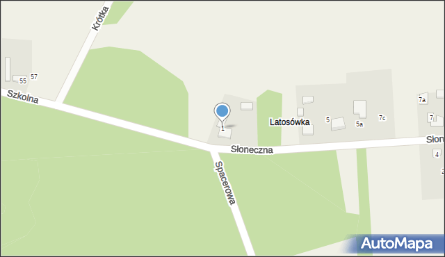 Latosówka, Słoneczna, 1, mapa Latosówka