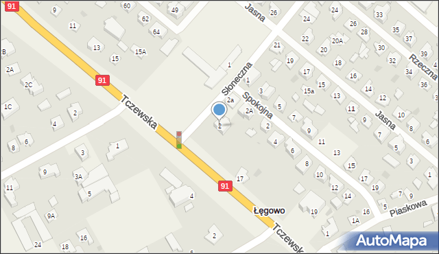 Łęgowo, Słoneczna, 2, mapa Łęgowo