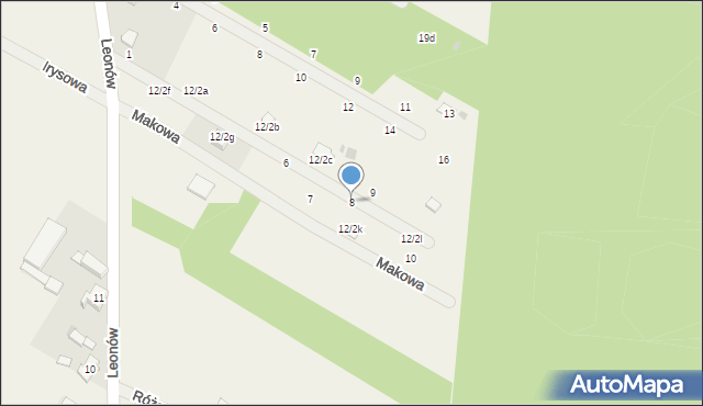 Leonów, Słonecznikowa, 8, mapa Leonów