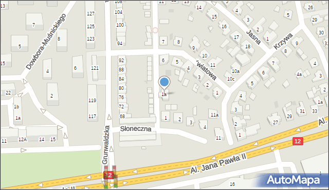 Leszno, Słoneczna, 1a, mapa Leszno