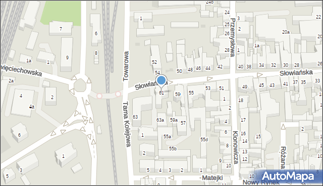 Leszno, Słowiańska, 61, mapa Leszno