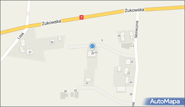 Leźno, Słoneczna, 16, mapa Leźno