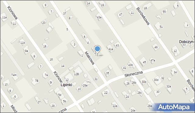 Lipinki, Słoneczna, 35A, mapa Lipinki