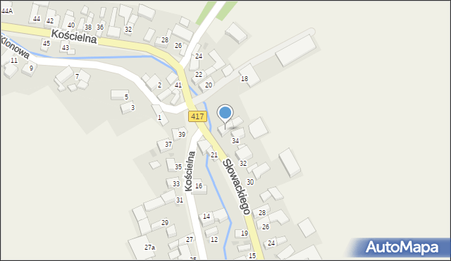 Lisięcice, Słowackiego Juliusza, 36, mapa Lisięcice