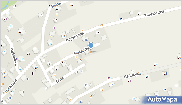 Łodygowice, Ślusarska, 8, mapa Łodygowice