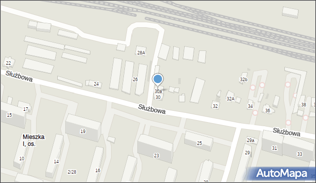 Łódź, Służbowa, 30a, mapa Łodzi
