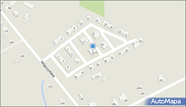 Łódź, Słoneczne Wzgórza, 13, mapa Łodzi
