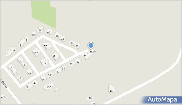 Łódź, Słoneczne Wzgórza, 26, mapa Łodzi