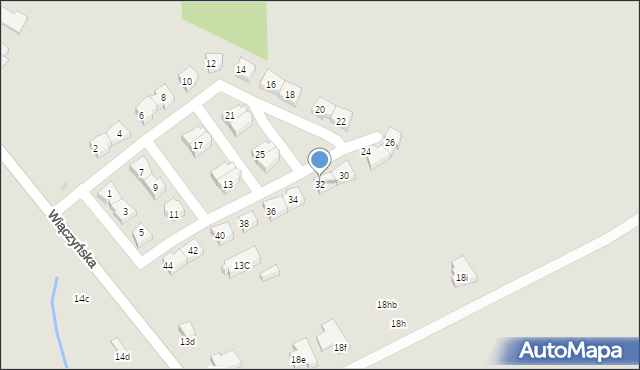 Łódź, Słoneczne Wzgórza, 32, mapa Łodzi