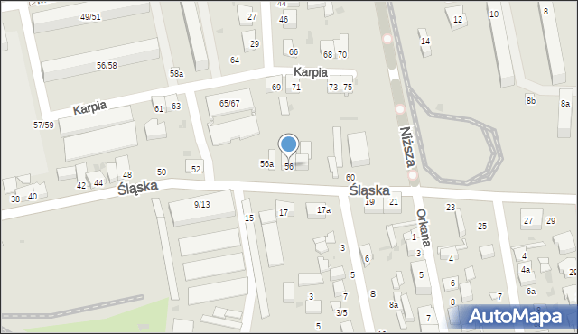 Łódź, Śląska, 56, mapa Łodzi