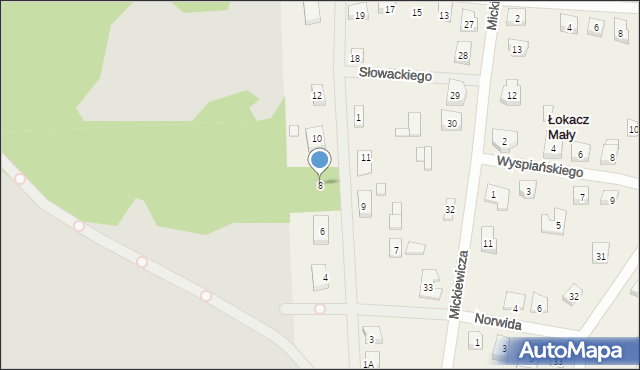 Łokacz Mały, Słowackiego Juliusza, 8, mapa Łokacz Mały