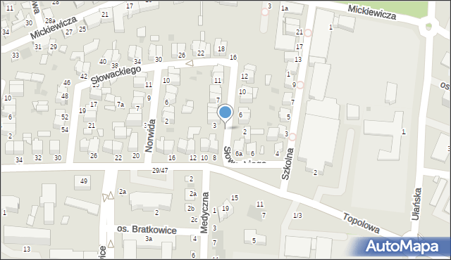 Łowicz, Słowackiego Juliusza, 1, mapa Łowicza